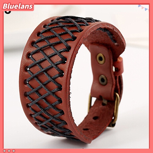 {In Stock} Bangle Kulit Kepang Lebar Gaya Punk Pria Wanita Retro Gelang Cuff Bracelet