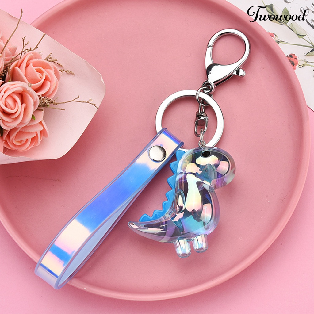 Twowood Key Holder Tiga Dimensi Electroplating Hewan Pengerjaan Indah Poles Menghias Liontin Lucu Imut Kartun Transparan Dinosaurus Gantungan Kunci Aksesori Mobil