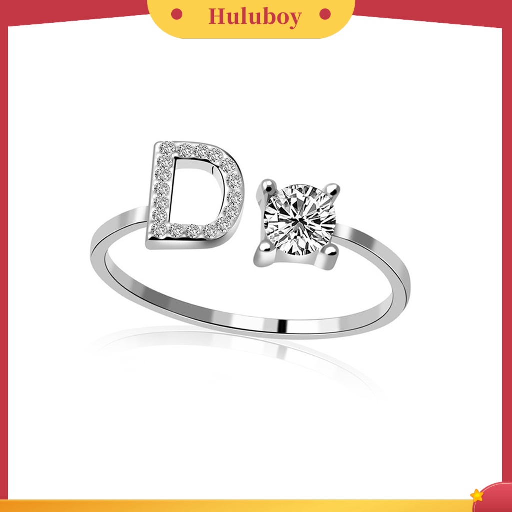 {Ready Stock} Cincin Terbuka Indah Dapat Disesuaikan Warna Silver Adjustable Huruf Alfabet Perhiasan Wanita Untuk Pesta