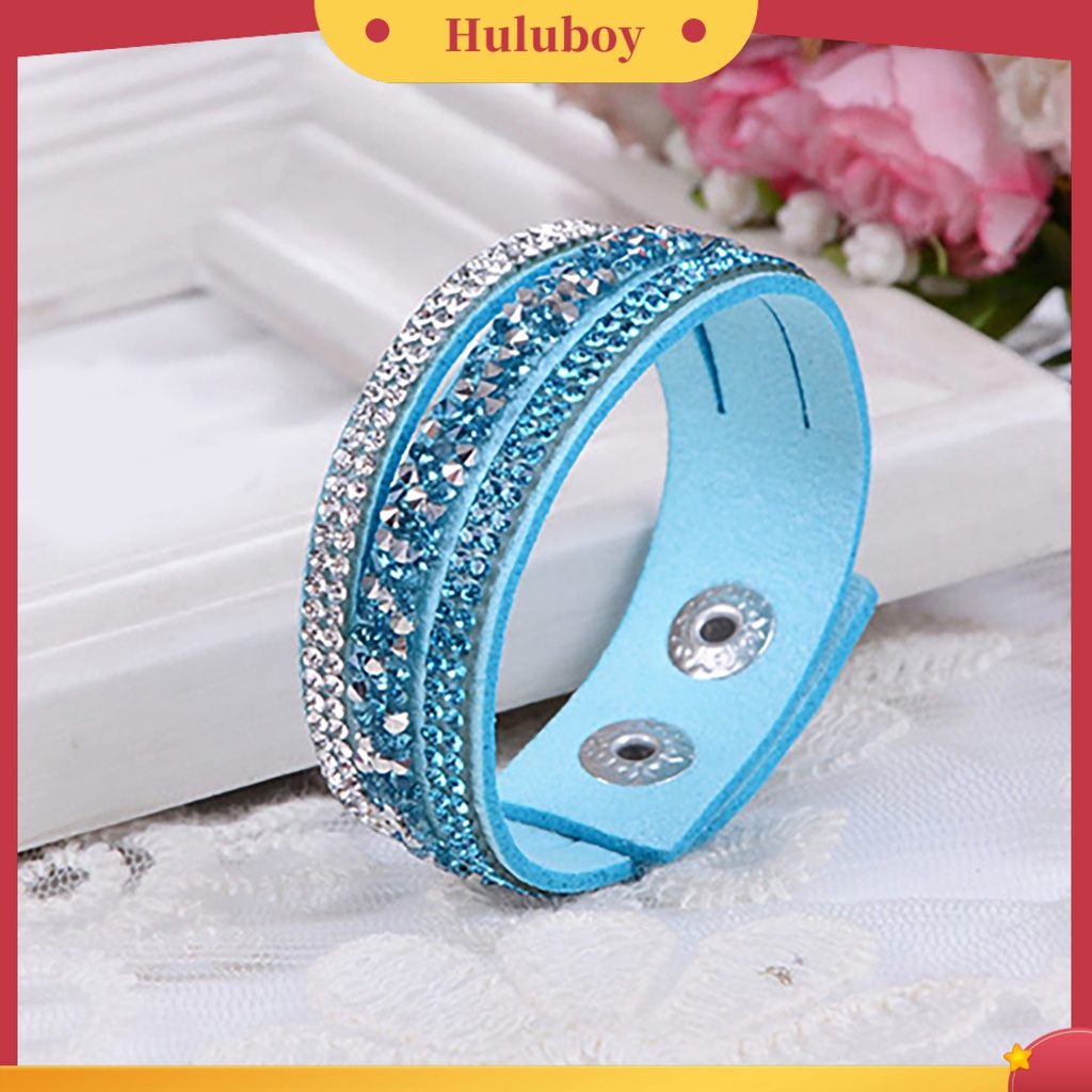 {Ready Stock} Wanita Fashion Gelang Tangan Kulit Imitasi Kristal Berlian Imitasi Untuk Hadiah Perjamuan Pacaran