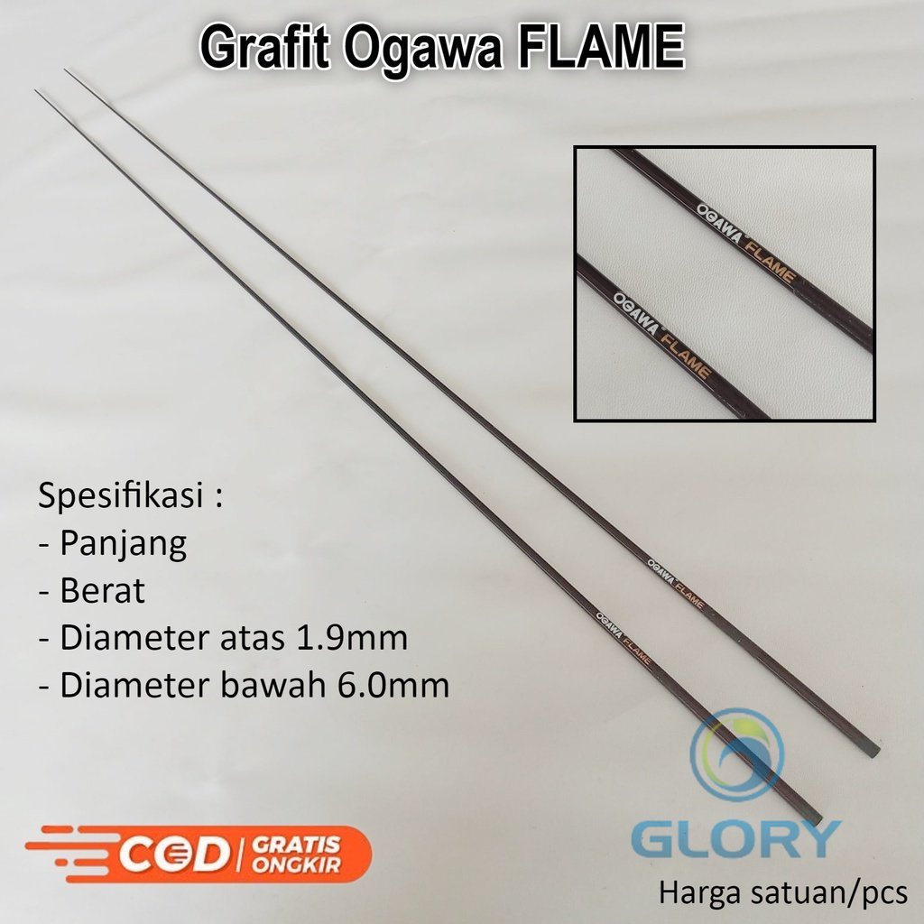 Ujung Graphite Ogawa Flame 90 Cm Atau Ujung-Kolaman / Blank Custom Atasan Joran Cendani Maupun Kolam
