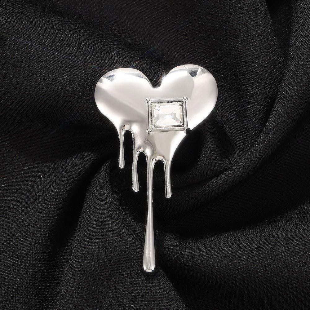 Needway Lava Cinta Bros Pasang Kreatif Sederhana Perhiasan Elegan Bros Jas Styling Brooch Pin Kerah Aksesoris Kristal Gaya Korea Pin