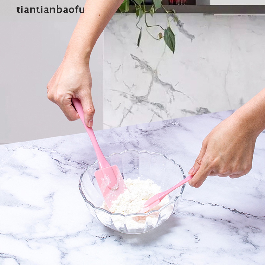 [tiantianbaofu] 3pcs/set Silikon Scraper Baking Tools DIY Kue Butter Cream Spatula Kuas Minyak Butik