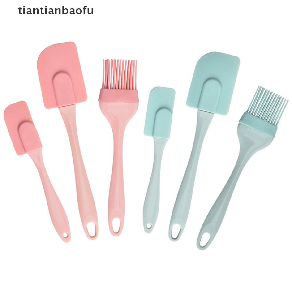 [tiantianbaofu] 3pcs/set Silikon Scraper Baking Tools DIY Kue Butter Cream Spatula Kuas Minyak Butik