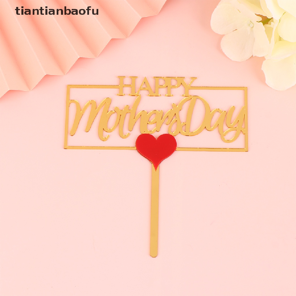 [tiantianbaofu] 1pc Mothers Day Cake Topper Love Rose Happy Mother's Day DIY Kue Insert Card Butik