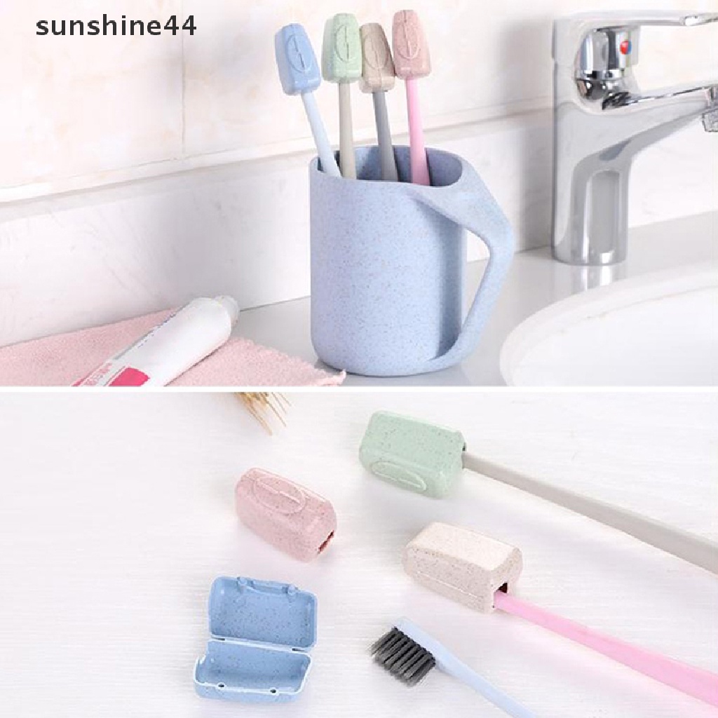 Sunshine 4Pcs/set Penutup Kepala Sikat Gigi Mini Portable Tooth Brush Holder Cap Untuk Perjalanan Luar Ruangan Rumah Tangga Kamar Mandi Organizer Aksesoris ID