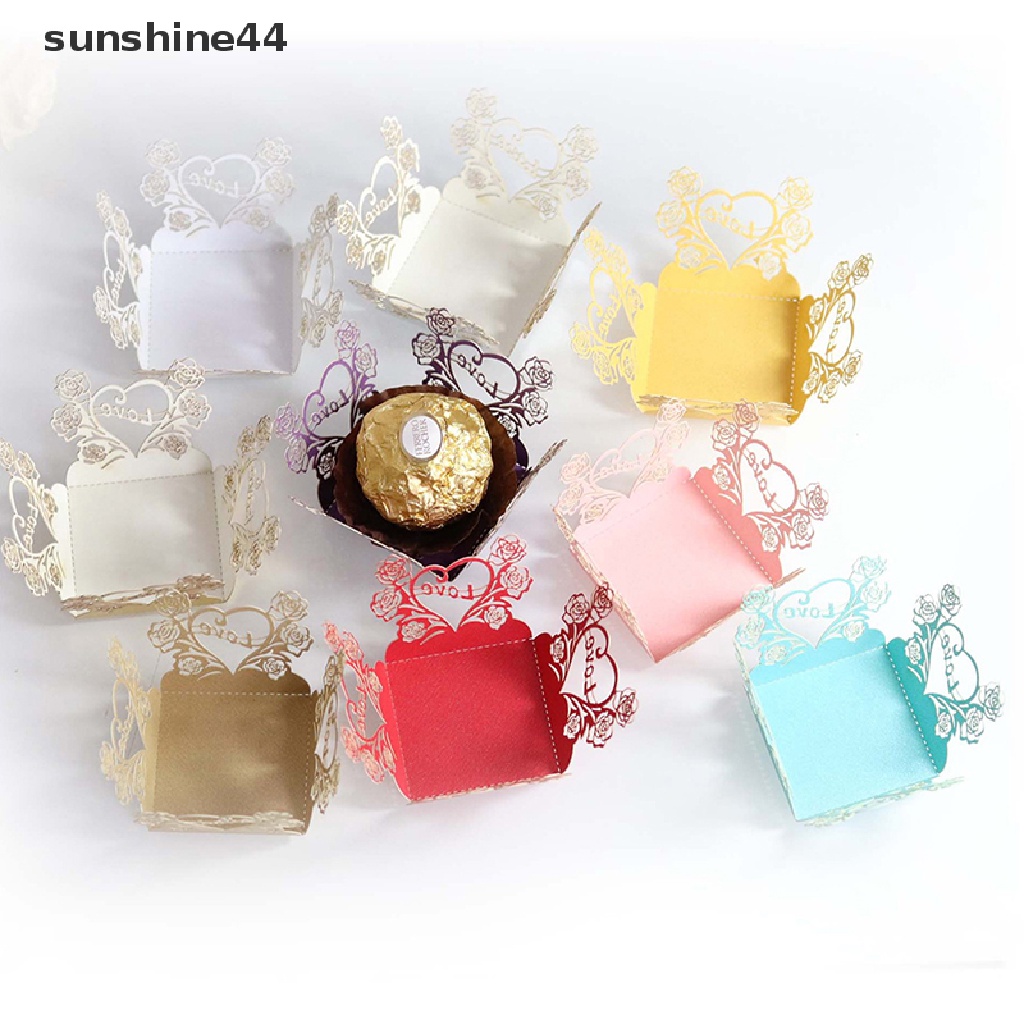 Sunshine 10 Pcs Baru Mawar Taman Laser Cut Pesta Pernikahan Nikmat Permen Coklat Kotak ID