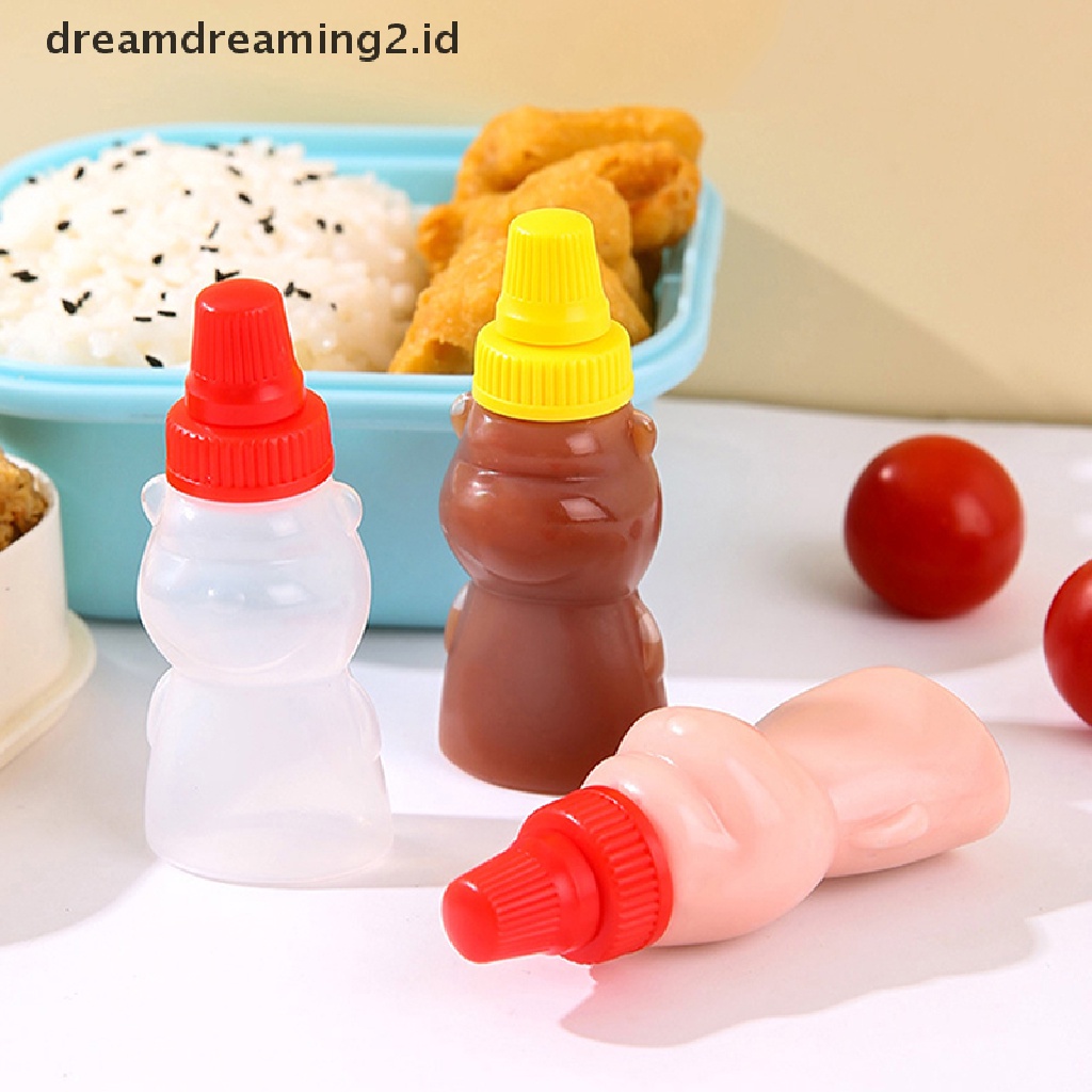 (hot) 2pcs/pack Botol Bumbu Beruang Mini Wadah Saus Salad Kecap Portable//