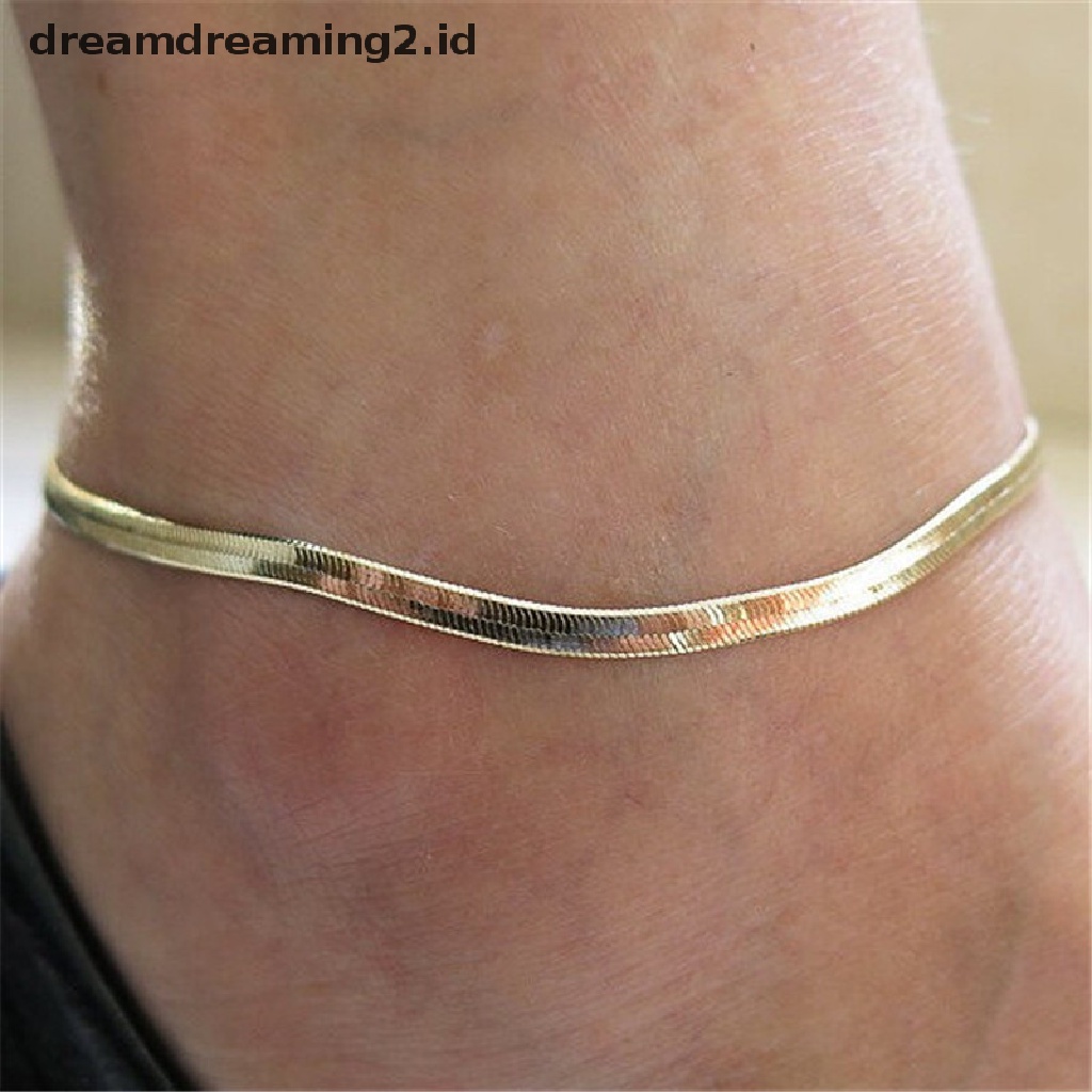 (hot) 1pc Gelang Kaki Rantai Silver/Gold Plated Gelang Kaki Perhiasan Kaki Perhiasan Pantai//