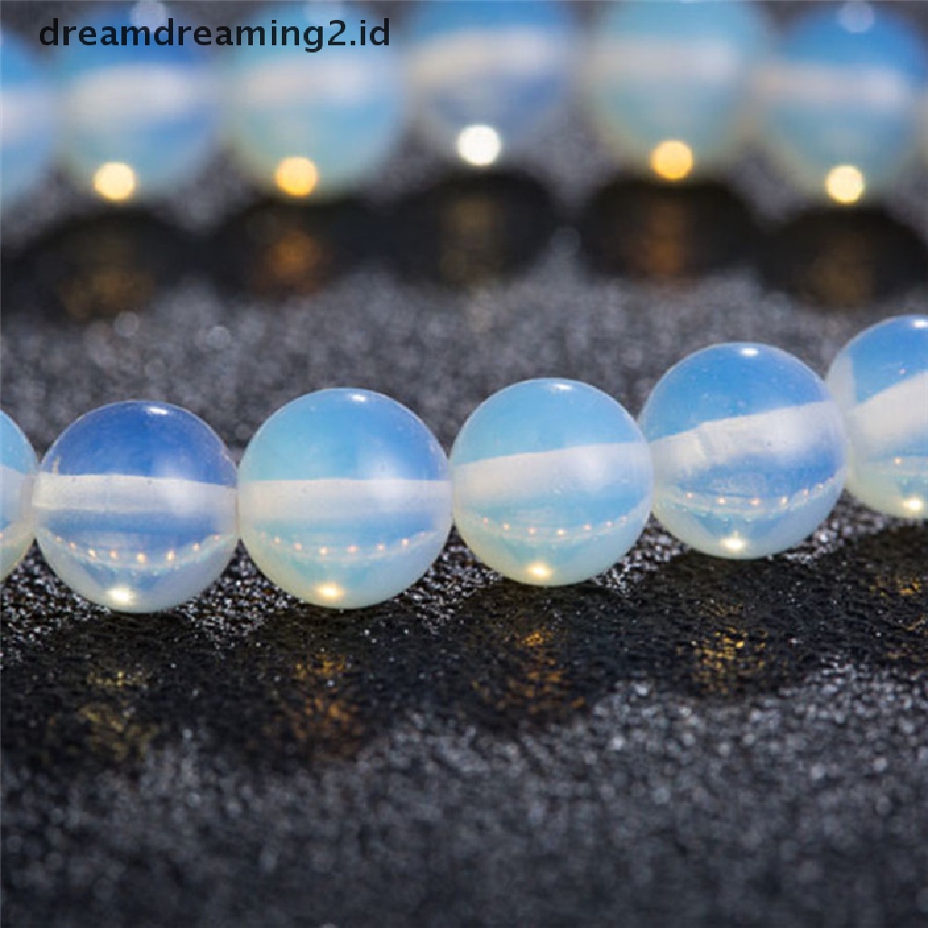 (hot) Fashion 8mm Bulat Kristal Moonstone Batu Alam Membentang Gelang Manik-Manik Untuk Wanita//