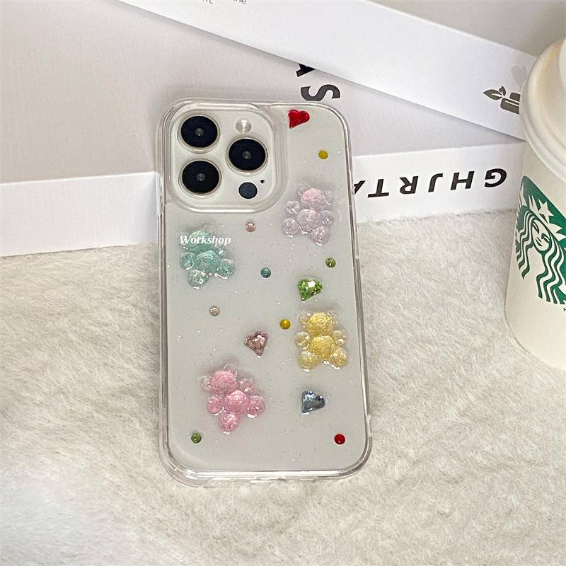 Casing Ponsel Beruang Lucu Untuk Iphone14 13 12 11 Pro MAX Plus Mini Soft Back Cover Untuk iPhone X XS MAX XR 7 8 Plus SE 2022 2020 14Plus 13Mini 12Mini