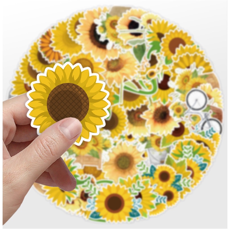50pcs Stiker Graffiti Kartun Butterfly &amp; Sunflower Untuk Menghias Koper Laptop Scrapbooking DIY Stiker