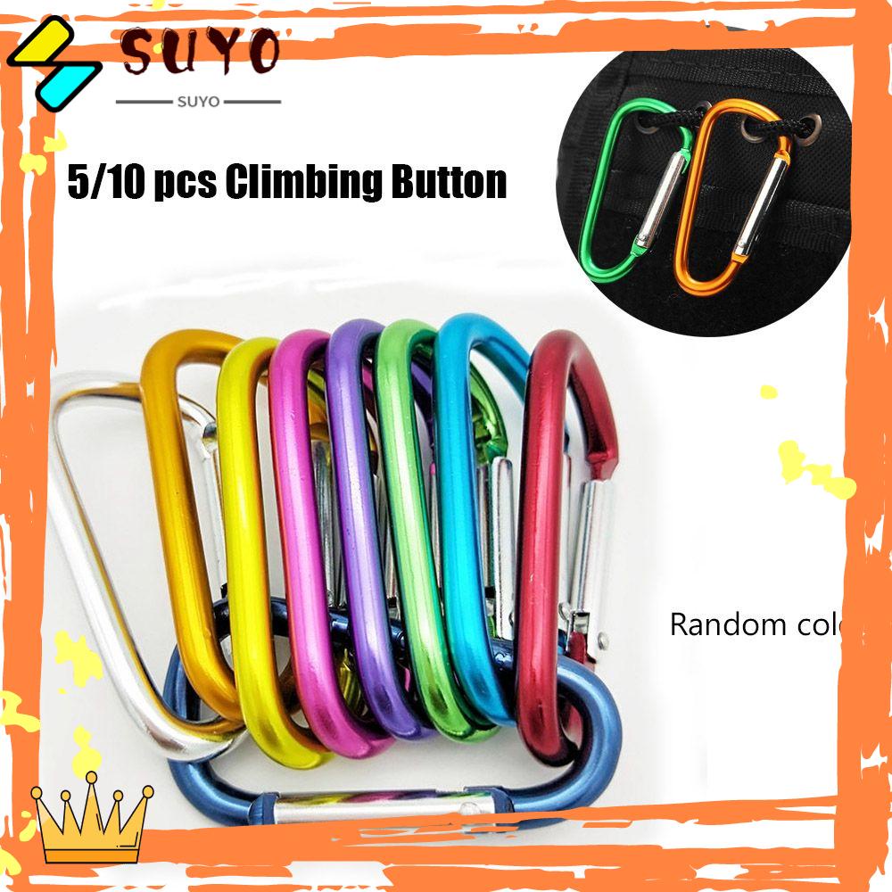 Suyo 5/10pcs Tombol Panjat Acak Kualitas Tinggi Peralatan Multicolor Aluminium Alloy Carabiner