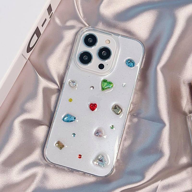 Casing Berlian Glossy Untuk Iphone14 13 12 11 Pro MAX Plus Casing Ponsel Mini Soft Silicone Cover Glitter Rhinestone Capas Untuk iPhone X XS MAX XR 7 8 Plus SE 2022 2020