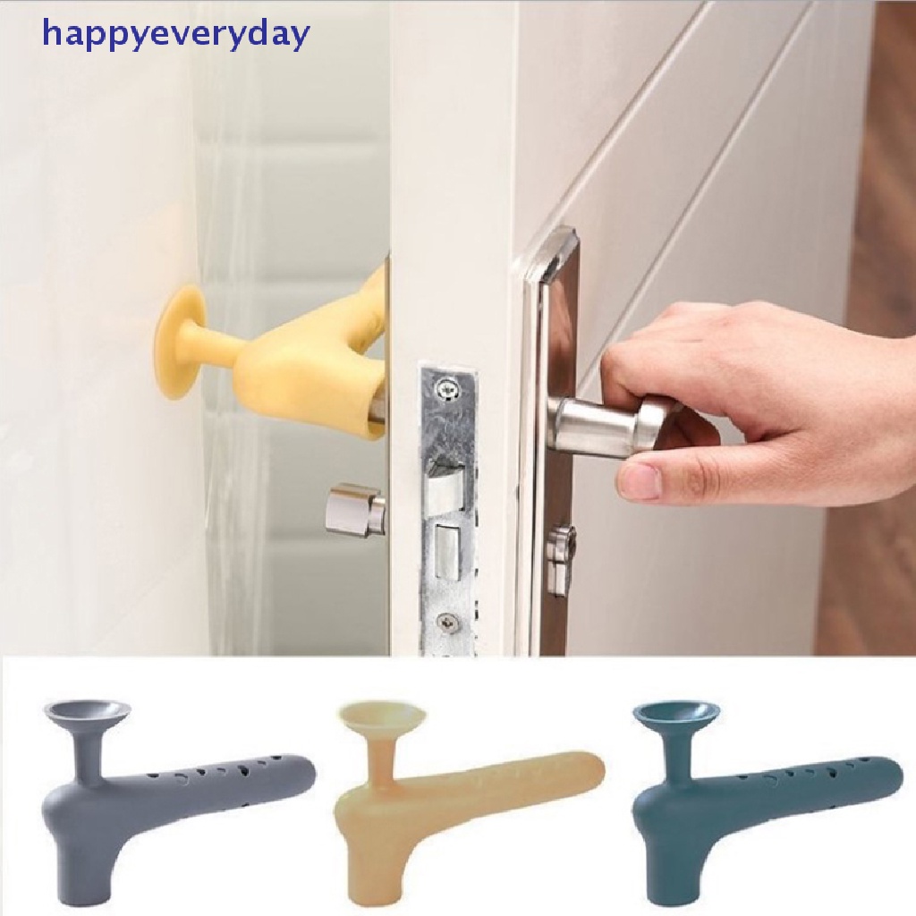 [happy] Silicone Door Handle Stopper Anti-Tabrakan Pad Perlindungan Gagang Pintu Dinding Mute Bantalan Peredam Suction Cup Furniture Hardware [ID]