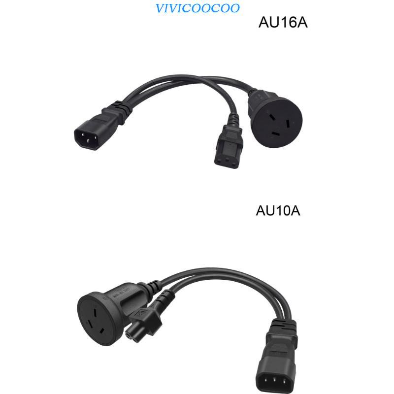 Vivi Y-splitter Adapter Line IEC320 C14 Plug Male to C13+AU10A/16A Female Kabel Listrik