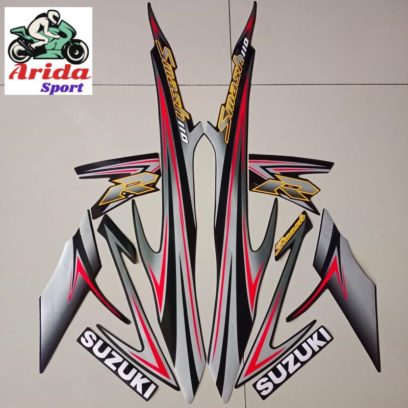 Striping sticker suzuki smash 110 r 2008 hitam full / stiker motor smash