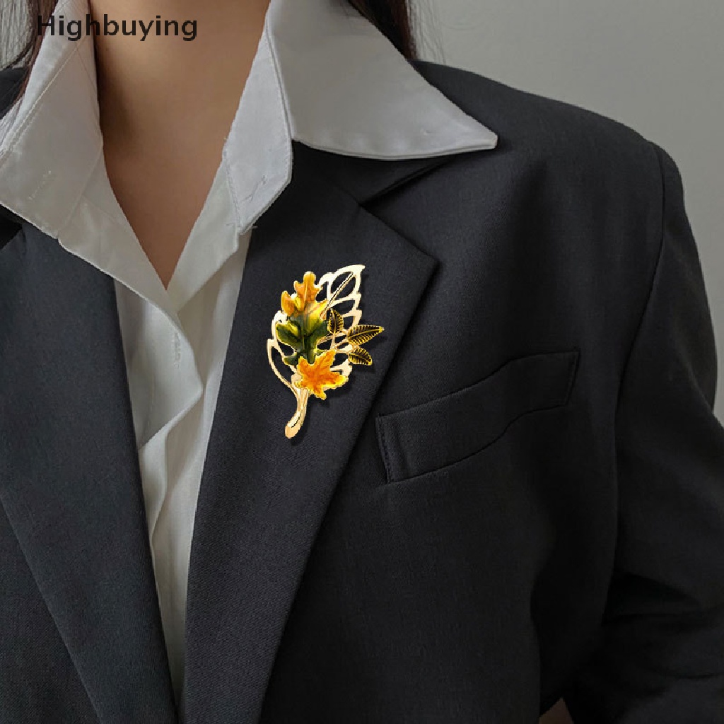 Hbid Enamel Daun Kecantikan Desain Baru Tanaman Pesta Kantor Bros Pin Untuk Wanita Pakaian Syal Klip Fashion Perhiasan Hadiah Glory