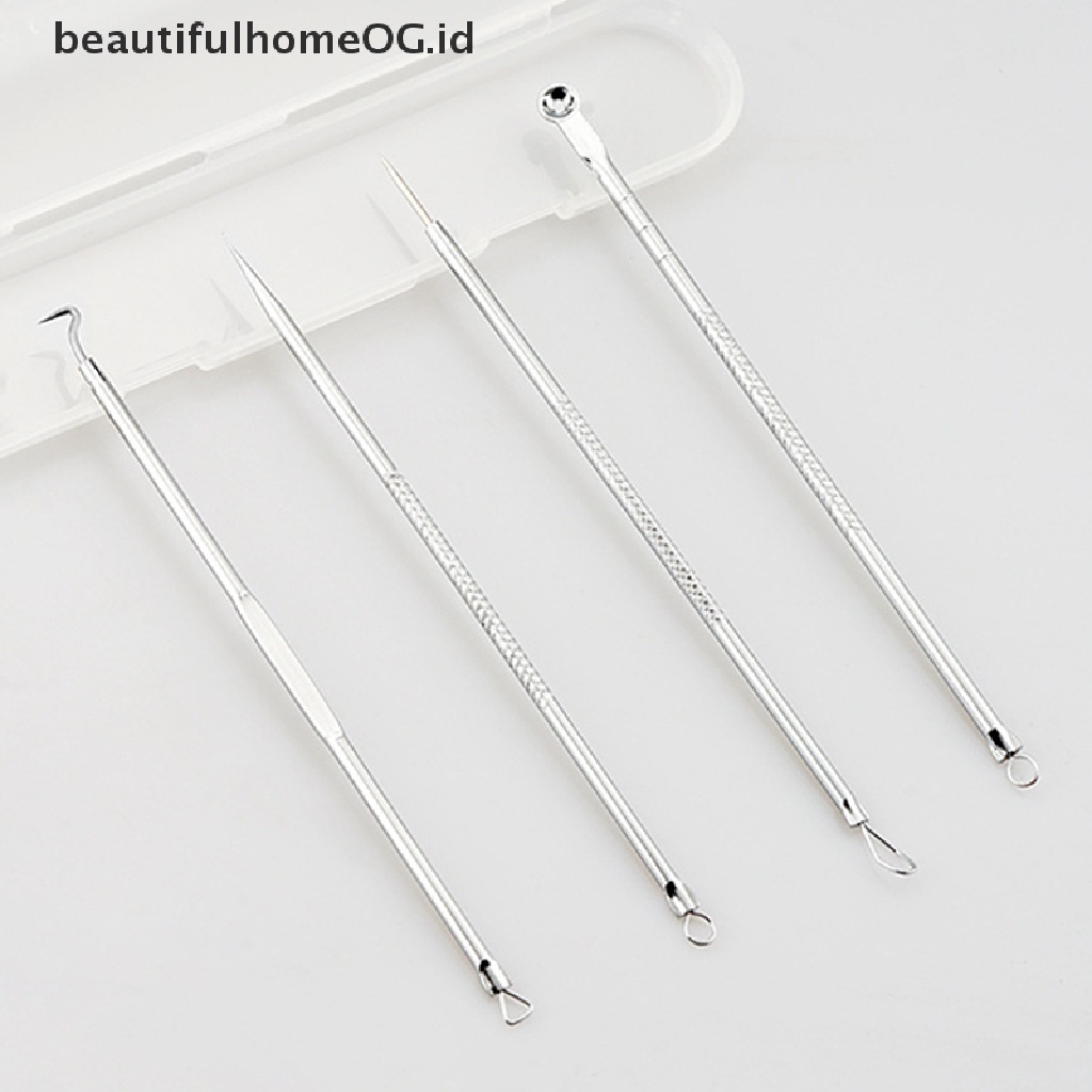 // Lebaran// 4Pcs Acne Extractor Remover Tool Kit Penghilang Noda Komedo Jerawat s **