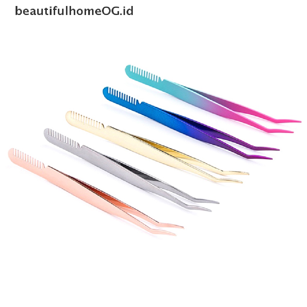 // Lebaran// Pinset Alis Dengan Sisir Stainless Steel Lash Aplicator Extension Supplies **