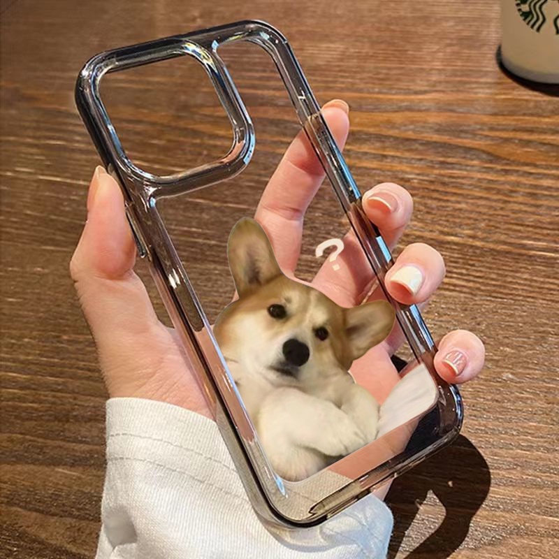 IPHONE Casing Tahan Guncangan Lembut Anjing Lucu Kompatibel Untuk Iphone11 14 13 12 Pro XS Max X XR 7 +8 6 6S Plus Casing TPU Unik Tombol Cover Pelindung Kamera