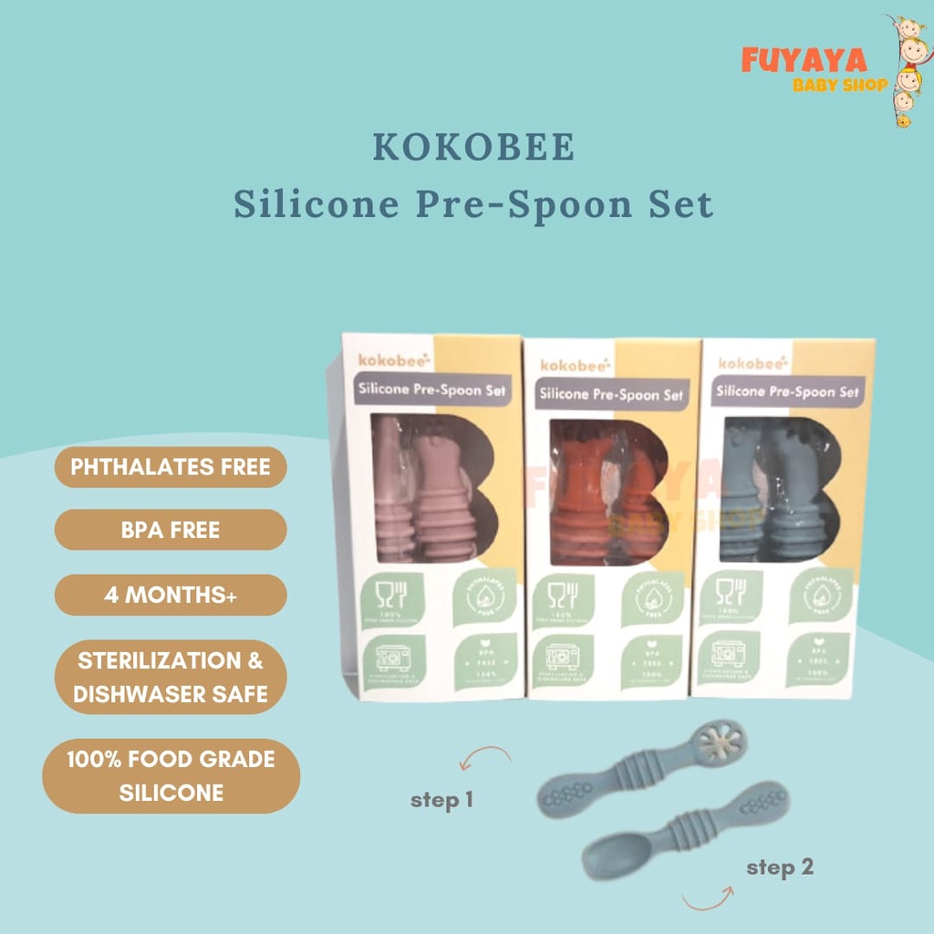 KOKOBEE - Silicone Pre Spoon for Baby Feeding Training / Baby Training Spoon / Sendok Makan Bayi Sil