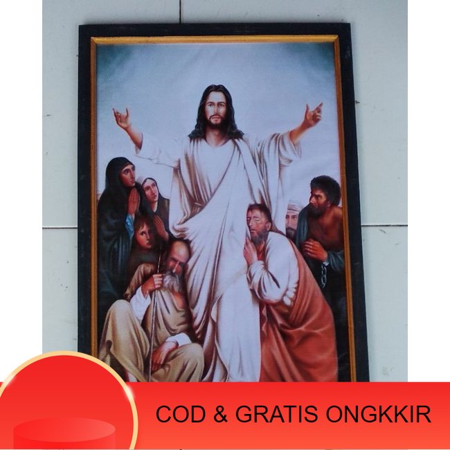 Hiasan dinding lukisan murah lukisan cetak dan bingkai gambar Tuhan Yesus Ukuran  85X65