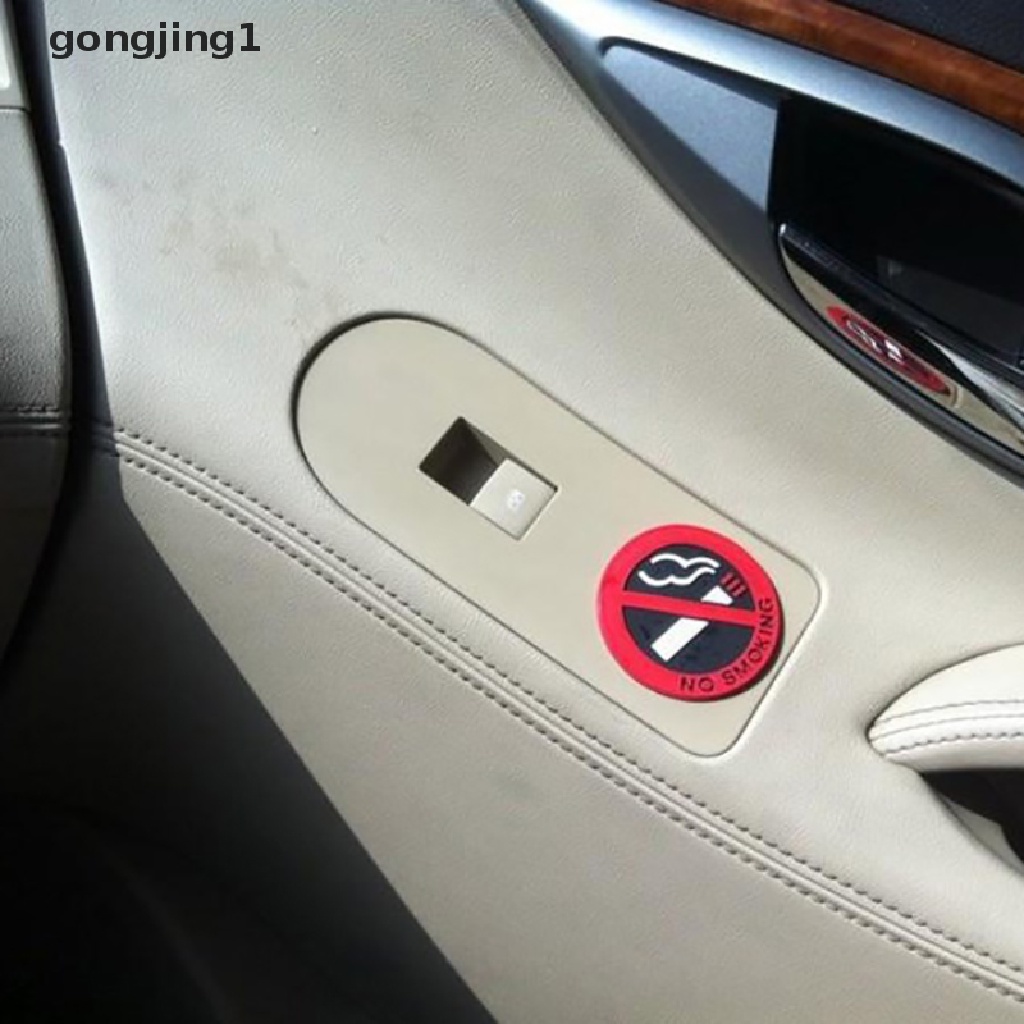 Ggg 1/5pcs Stiker Mobil No Smoking Styling Round Red Sign Vinyl Sticker Digunakan Untuk ID Mobil