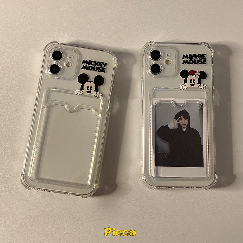 Case Untuk Samsung A04 A14 A12 A04E A50 A32 A13 A52 A22 A33 A53 A50s A20 A30 A73 A71 A51 A23 F22 A52s A72 A02s A03s A02 A03 S22 A30s A10s Cute Minnie Mickey Card Holder Soft Cover