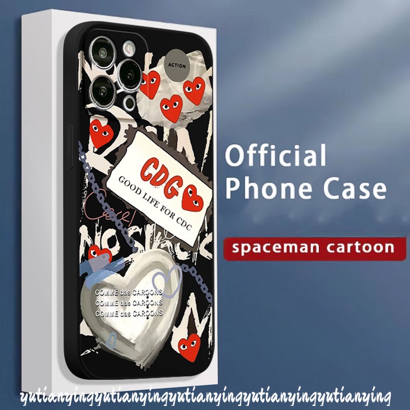 Trendy Comme des Garcons Case Kompatibel Untuk IPhone 7Plus X XR XS Max13 14 11 12 Pro Max8 7 6S 6 Plus SE 2020 Tepi Lurus Lembut Tpu Cinta Hati Penutup Belakang