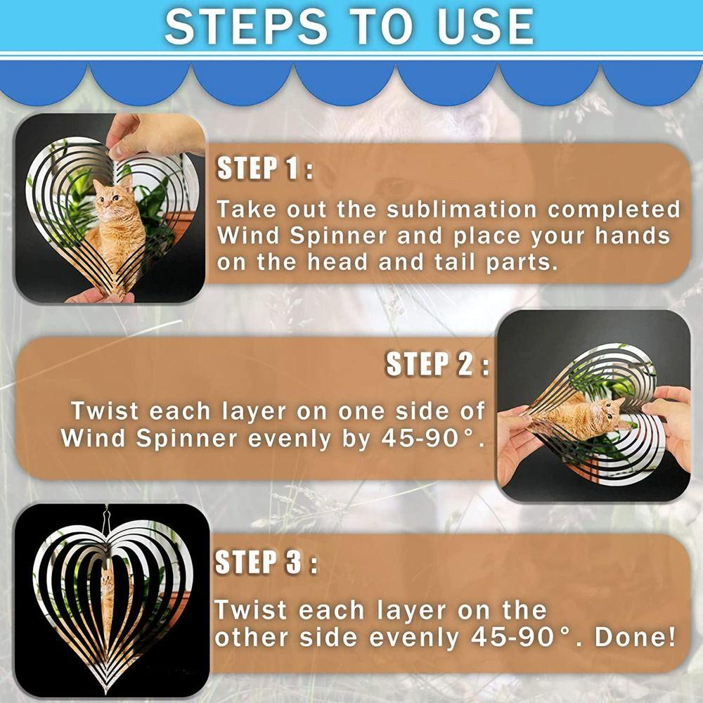 R-FLOWER Sublimasi Angin Spinner Kosongan Aluminium Kerajinan Jendela Halaman Angin Patung Kinetik