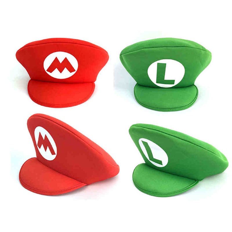 Topi Anak Super Mario Muncak Topi Mario Bros Cosplay Dress Up Prop Hot Game Topi Mario Lucu