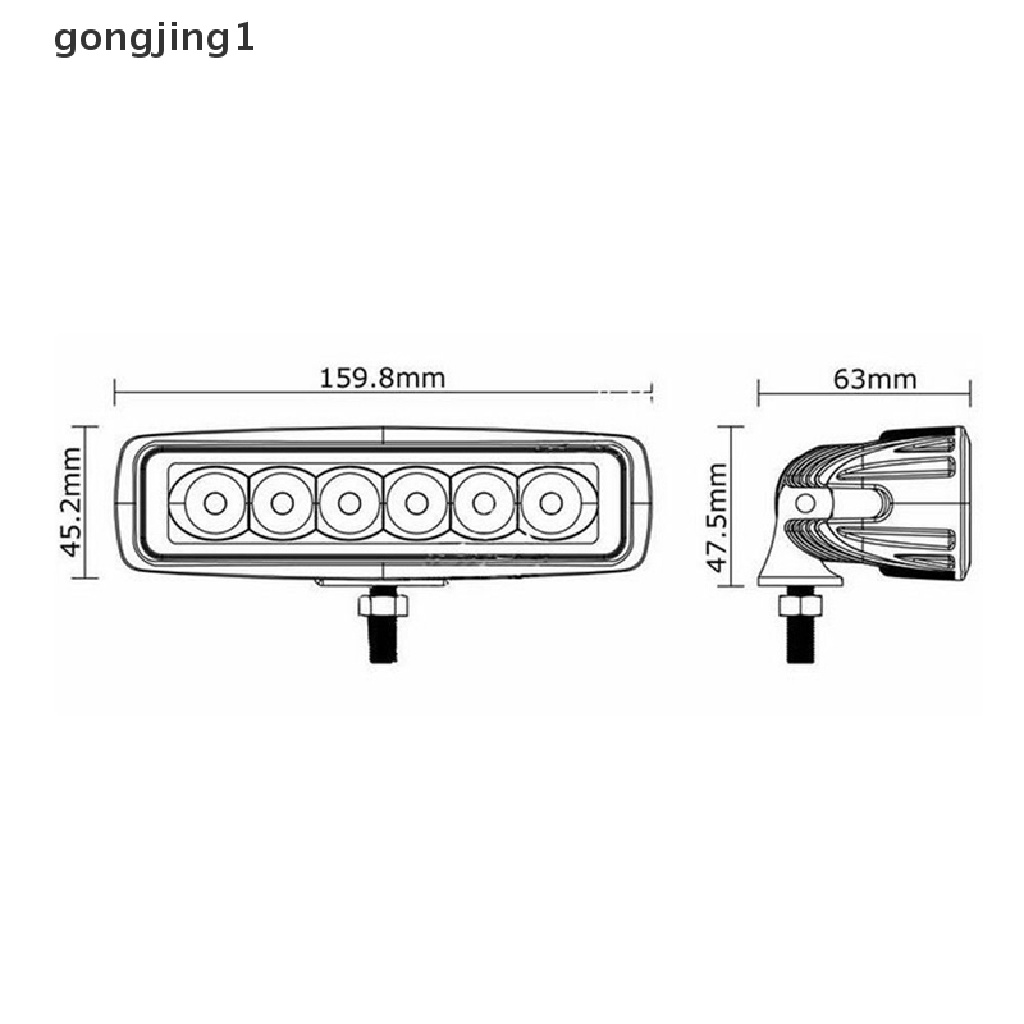 Ggg 18W 6LED Cahaya Terang Spot Kerja Bar Mengemudi Kabut Offroad Truk Mobil Lampu Kuning ID