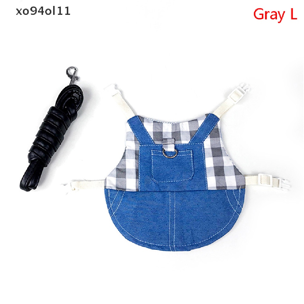 Xo Pet Rabbit Pakaian Jaket Denim Mantel Hewan Kecil Harness Tali Rompi Tas Topi Set OL