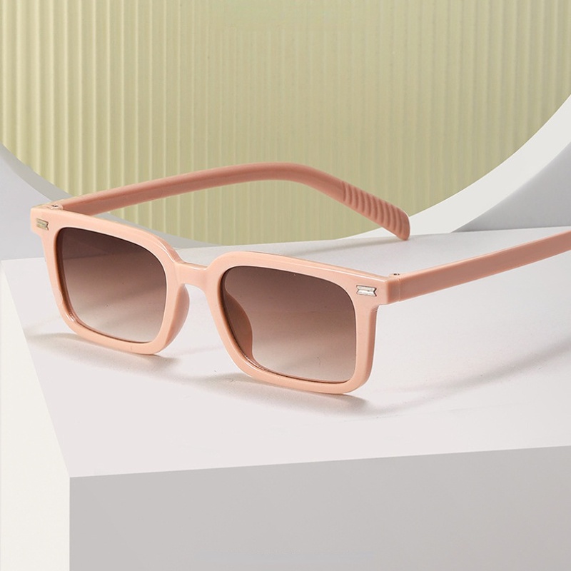 (YUZHU) Premium Sense Rectangular Candy Color Sunglasses Under Pink Vintage Fashion Bingkai Kecil Kerai Kacamata Unisex