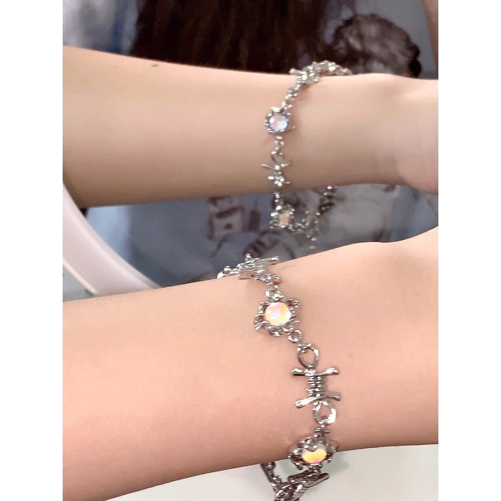 Sweet Thorn Splice Moonstone Bracelet Untuk Wanita Gelang Rantai Perak Aksesoris Perhiasan