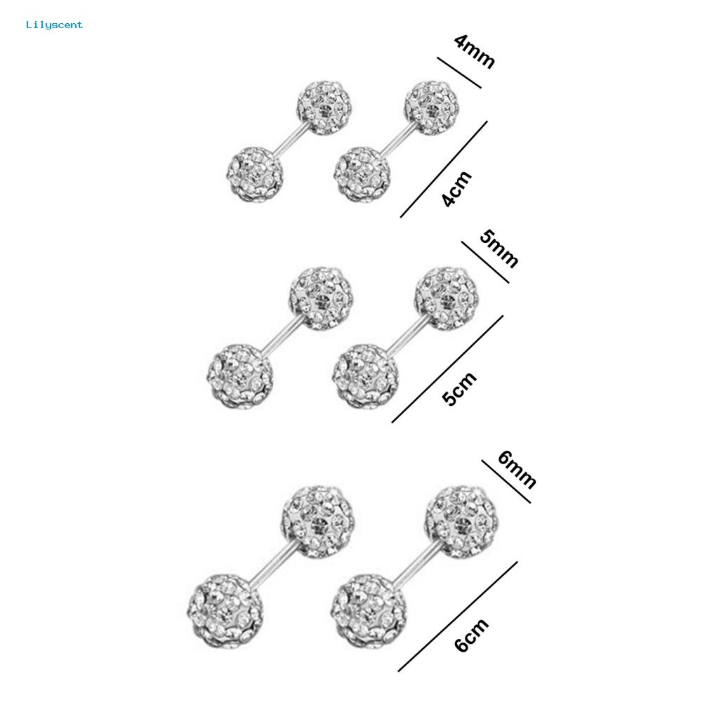 Lilyscent 1pasang Anting Mini Perempuan Perhiasan Aksesoris Sparkling Cubic Zirconia Stud Earrings Mewah