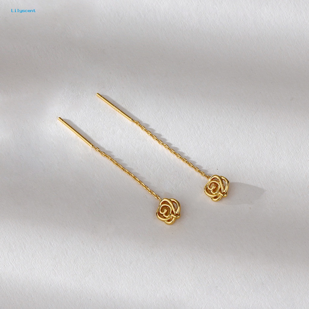 Lilyscent 1pasang Temperamental Wanita Drop Earrings Aksesoris Pakaian Anting Menjuntai Aksesoris Gaun Pesta Gaya Elegan