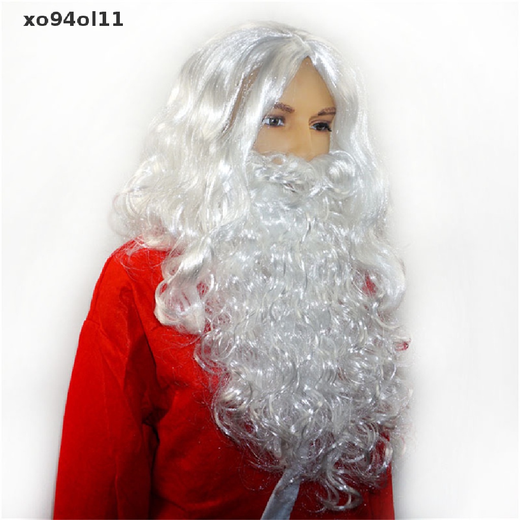 Xo 1Set Wig Cosplay Natal Jenggot Santa Claus Jenggot Wig Set Jenggot Putih OL