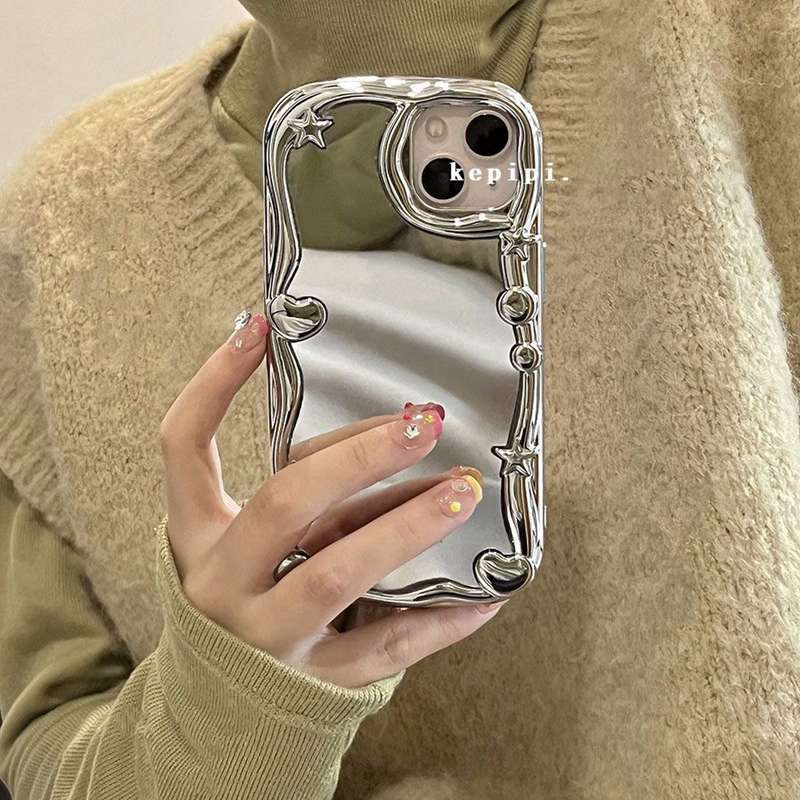 【Mirror Case】Electroplate Silver Mirror case Soft Case for IPhone 6S 7 Plus 8 Plus X XS XR XS Max 11 13 12 14 PRO Max 14 Plus 7+ 8+ ip 12 Pro Max Pretty Girl Women's Gift