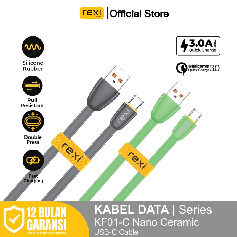 Fast Charge Kabel Data USB Rexi Type C KF01-C Panjang Kabel 1 Meter