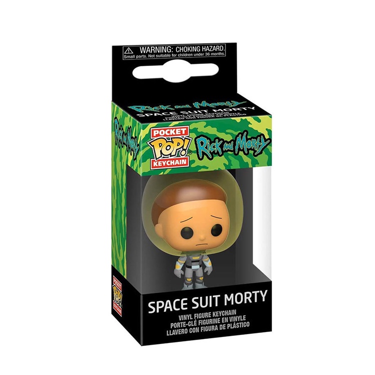 Original Funko POP Rick Morty Patung Gantungan Kunci PVC Space Suit Morty Action Figure Model Liontin Dekorasi Hadiah