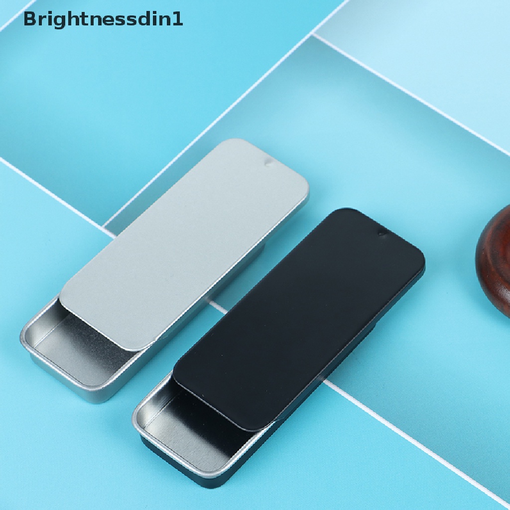 [Brightnessdin1] Kotak Kaleng Portable Mini Besi Slide Penutup Penyimpanan Perhiasan Pill Cases Wadah Bisa Butik