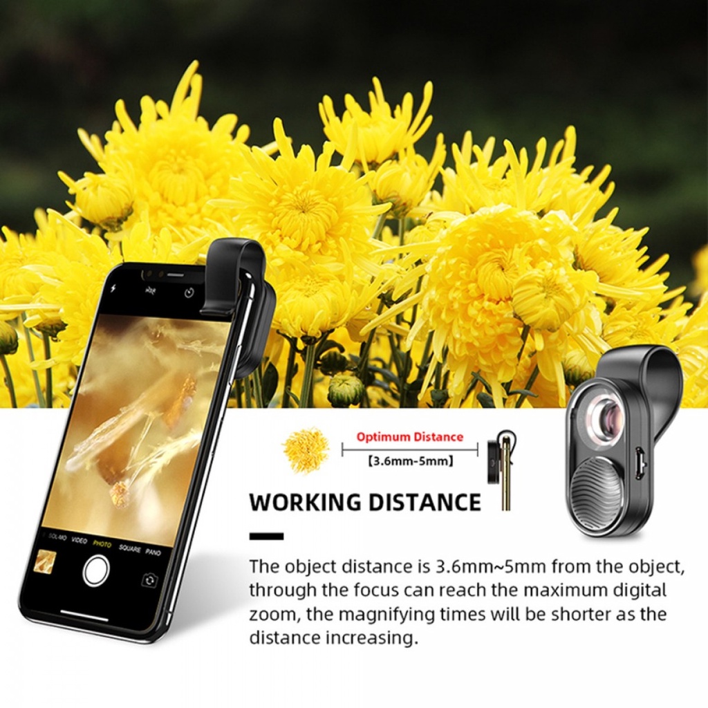Mikroskop Lensa Kamera Tambahan Handphone Mikro Zoom 100x Clamp LED
