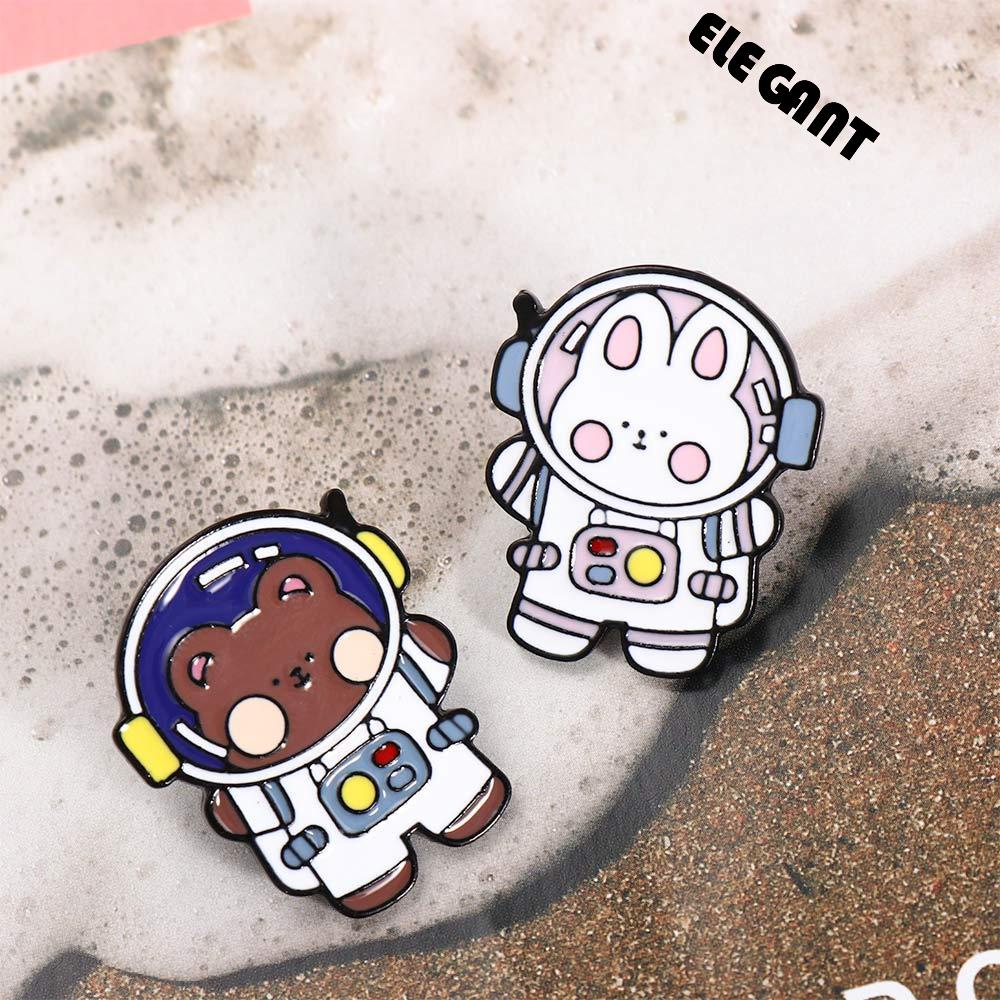 [Elegan] Astronot Beruang Bros Hadiah Untuk Anak-Anak Kartun Perhiasan Aksesoris Kelinci Lencana Pin Kerah Pin Enamel Pin