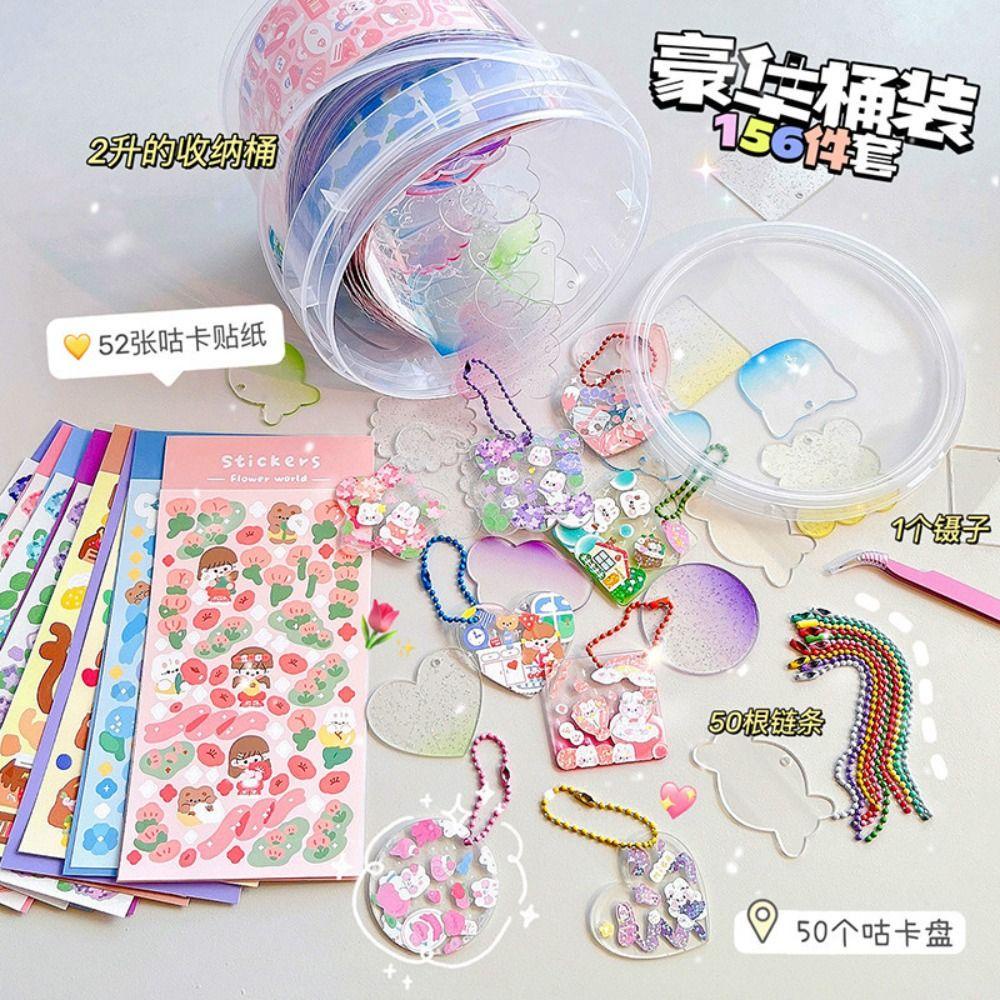 Lanfy Stiker Akun Tangan Mainan Anak Perempuan Diy Keyring Guka Sticker Set Waterproof Handbook Full Set Bahan Akun Tangan Diy Handbook Bahan Sticker