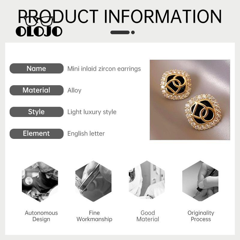 【COD】S925 Perak Micro Hias Zirkon Huruf Persegi Desain Premium Sense Earrings