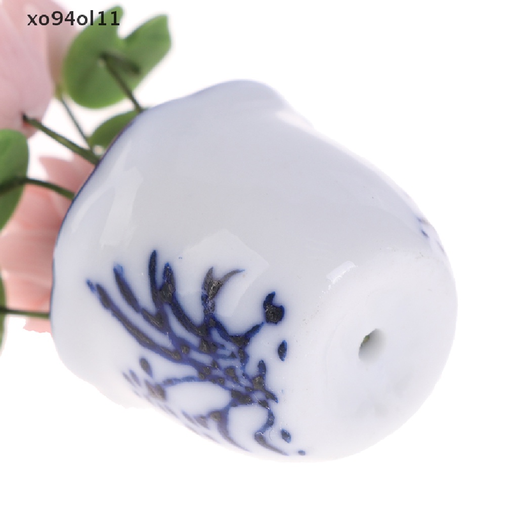 Xo 1: 12rumah Boneka Miniatur Lotus Pot Bunga Keramik Dekorasi Rumah Boneka OL