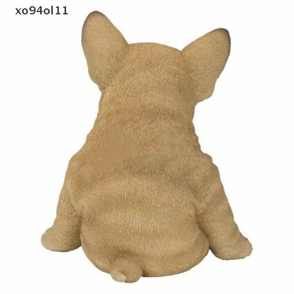 Xo Sleepy French Bulldog Puppy Statue Patung Rumput Resin Super Lucu Halaman Taman OL