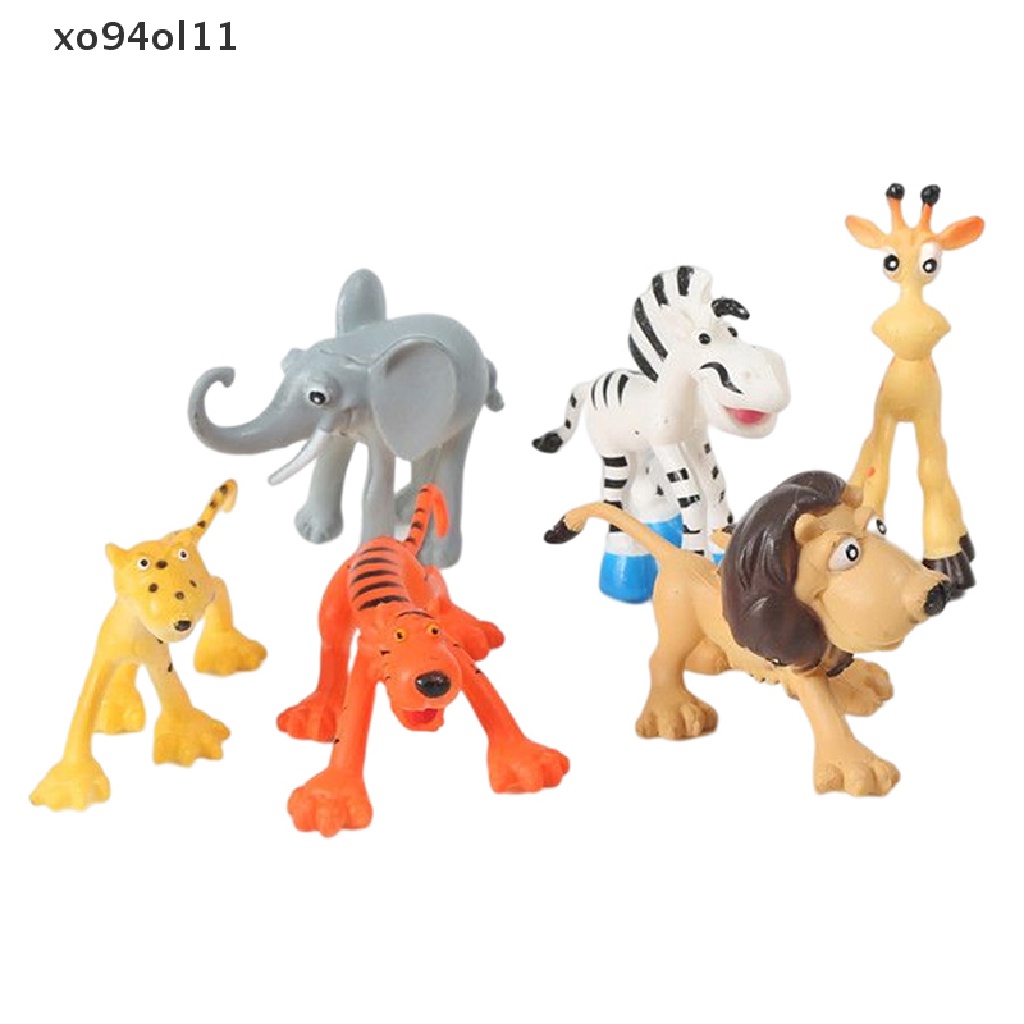 Xo 6Pcs/set Rumah Boneka Miniatur Safari Hewan Ornamen Mikro Dekorasi Lanskap Harimau Singa Gajah Zebra Boneka Dekorasi Kue OL